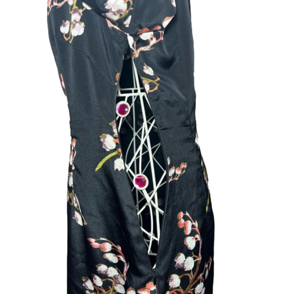 Mm Couture by Miss Me Dress Silky Polysester Cherry Blossom Print Size Small - Picture 8 of 10